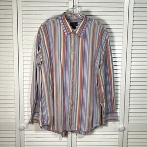Cezani Striped Collared Long Sleeve Mens Shirt XL